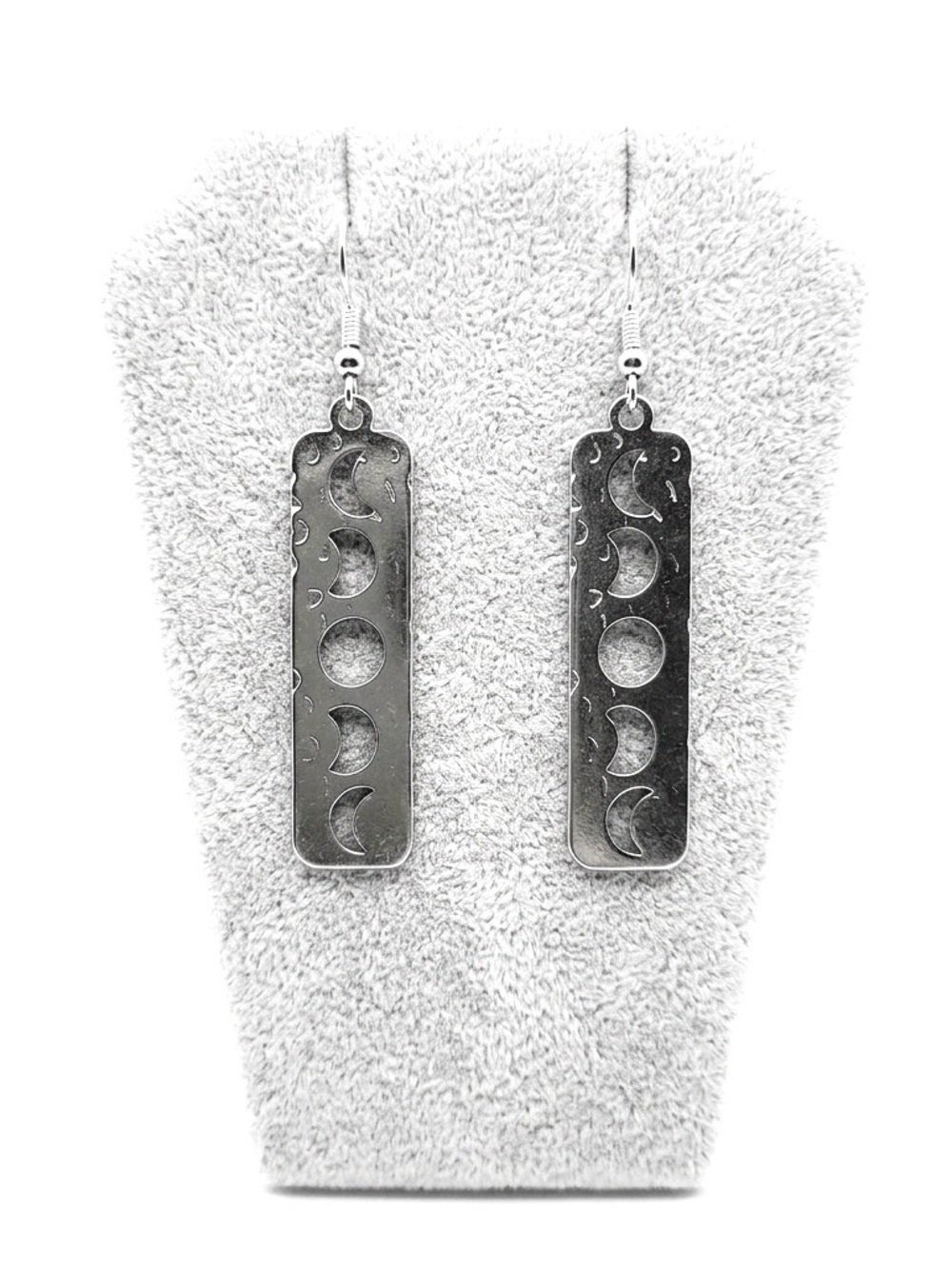 New Sterling Silver Handmade Celestial Cut Out Moon Phase Totem Drop Earrings